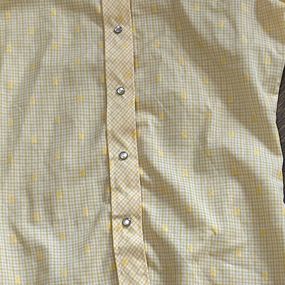 Women's Karman Long Sleeve Western Wear Shirt Yellow Size 12 Pearl Snap VTG - Picture 2 of 8